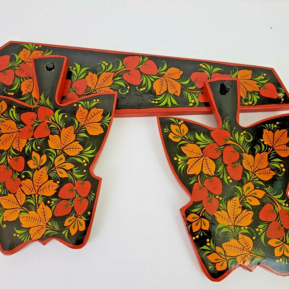Vintage Russian Khokhloma Cutting Board 3 Pc Set